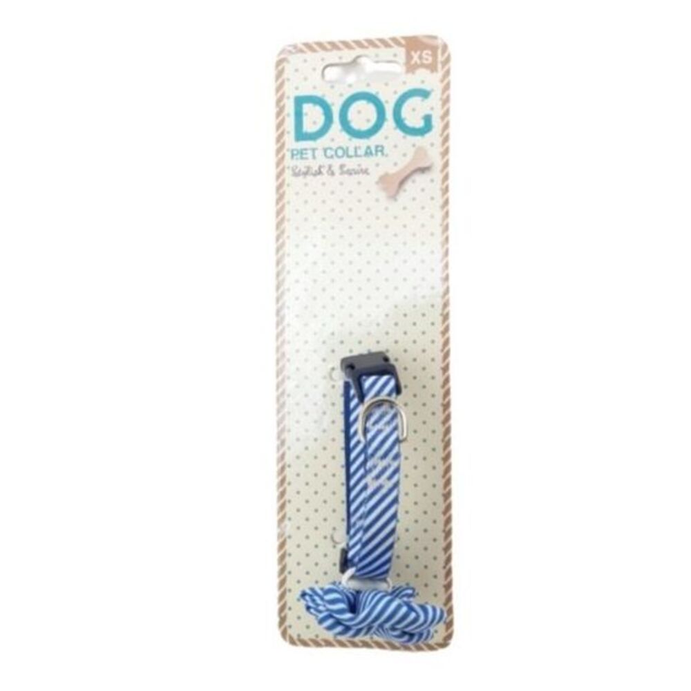 Dog Pet Collar Blue & White Stripe XS